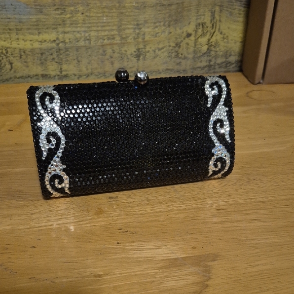 Handbags - Elegant Black and Silver Clutch